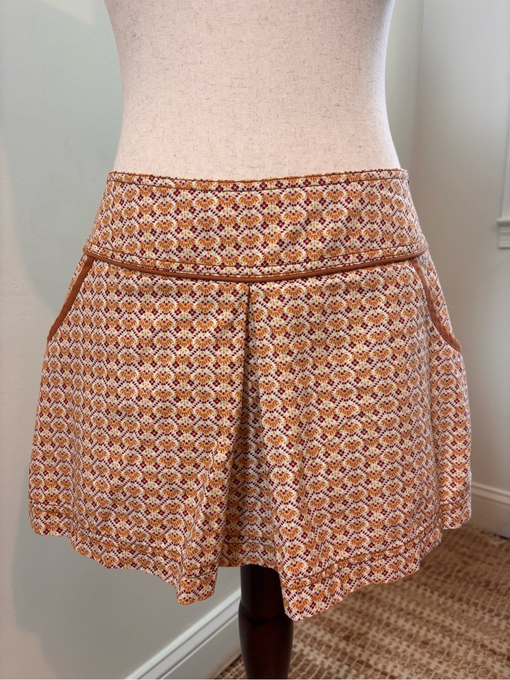 Zara TRF Floral Mini Skirt Size M Boho Retro 70s Pocket Skater